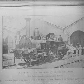 2-4-0T locomotive, "First Victorian" on side of cab, "The First Locomotive constructed in Victoria", [Prahran, c.1854]