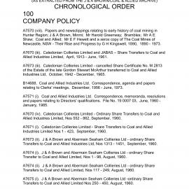 Complete Listing of Coal & Allied Archive Material (Chronological)