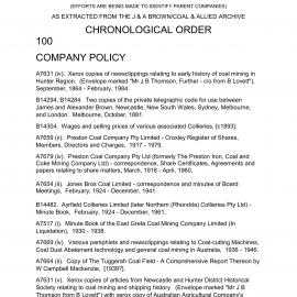 Complete Listing of Miscellaneous or Unknown Company Files (Chronological Order)