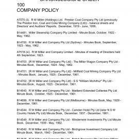 Complete Listing of R.W. Miller Archive Material (Chronological)