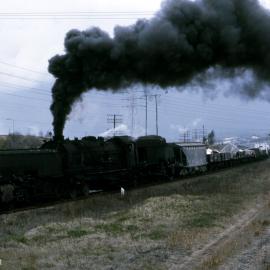 6042 hauling a goods train at Argenton, NSW, September 1971