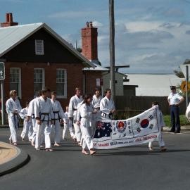 Taikwondo banner, May Day Parade, Kurri Kurri, NSW, May 1988