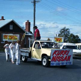 Kurri Nissan float, May Day parade, Kurri Kurri, NSW, May 1988