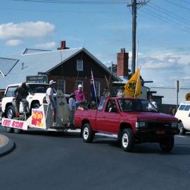 Kurri Nissan float, May Day parade, Kurri Kurri, NSW, May 1988