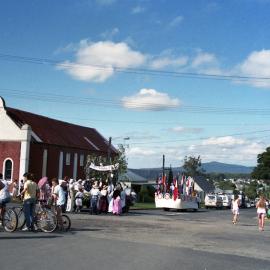 Spectators near Masonic Temple, May Day parade, Kurri Kurri, NSW, May 1988