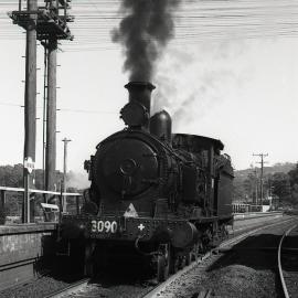 Locomotive 3090 at Awaba Railway Station, NSW, 13 August 1972