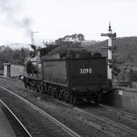 Locomotive 3090 at Awaba Railway Station, NSW, 13 August 1972