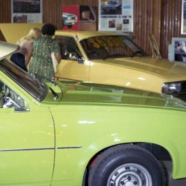 New cars in Mr and Mrs Fren's Holden dealership, Kurri Kurri, NSW, Australia, [1970s]