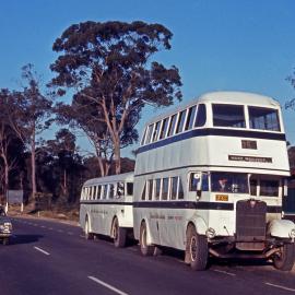 Johnson's Edgeworth AEC Regent 4098 (x DRT&T 1542), AEC Regal 453, Main Road, near junction Lake Road, Glendale, NSW, 8 April 1969
