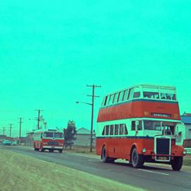 Rover Motors Bus Co Leyland OPD1-1 MO-4819 (x DRT&T 1834), a main road in Kurri Kurri, NSW, 25 May 1970