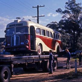 Peter Anderson's REO Pusher unregistered on Mack Semi Trailer, Erina Heights, NSW, 21 July 1973, NSW
