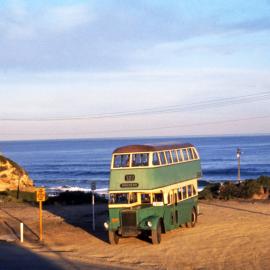PTC Leyland OPD2-1 2684, terminus, Beach Road, Redhead Beach, NSW, 5 August 1973