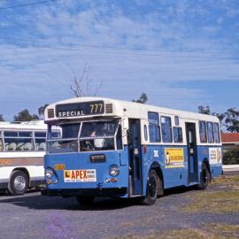 Personality Tours Mercedes Coach TV-592, PTC Leyland Leopard MK I 3665 (tour), & another bus, Oak Dairy Restaurant Peat's Ridge, NSW, 24 May 1975