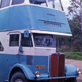 Warry's Myuna Bay AEC Regent III MO-4763 (x 1959), local road, Myuna Bay, NSW, 18 October 1975