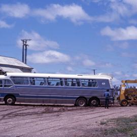 PTC Denning GM MO-4702 bogged + tow vehicle DYS-511, Walgett Railway Station, NSW, 1 November 1976