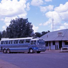 PTC Denning GM MO-4702 passing Diggers' Rest Hotel, Lightning Ridge, NSW, 30 October 1976