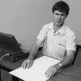 An unidentified man at a computer, the University of Newcastle, Australia - 1992