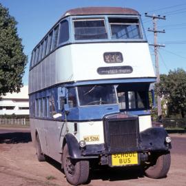 Taylors Bus Moree Leyland OPD2-1 MO-5266 (x DRT&T 2426), local street, Moree, NSW, August 1980