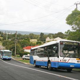 STA Mercedes O405, 3405, Volvo B10BLE 3877, Beach Road, Redhead, NSW, 16 November 2013
