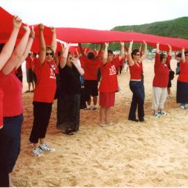Giant Red Ribbon for World AIDS Day; Newcastle Beach