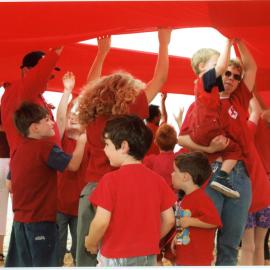Giant Red Ribbon for World AIDS Day; Newcastle Beach