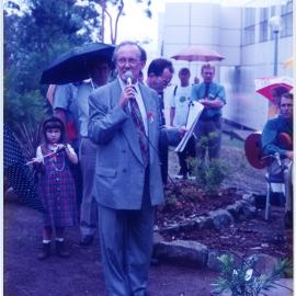 Unknown speaker; 10th Anniversary of HIV ward; World AIDS Day; AIDS Garden; John Hunter Hospital;