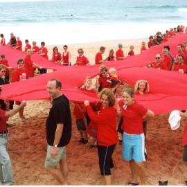 Giant red ribbon, World AIDS Day, Newcastle Beach