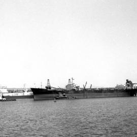 BHP cargo vessel Iron Cavalier on Hunter River between Stockton & Newcastle, NSW, 31 October 1971