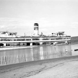 Ex Showboat Sydney Queen, ex Kalang on beach at South West Rocks, NSW, 22 January 1972