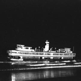 Ex Showboat Sydney Queen, ex Kalang at night time on beach at South West Rocks, NSW, 22 January 1972