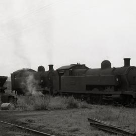Locomotive No. 9 'Pelaw Main' and No. 10 'Richmond Main', Hexham, NSW, Richmond Vale Railway, January 1973