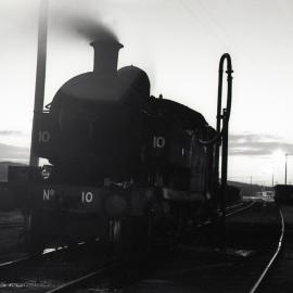 Locomotive No. 10 'Richmond Main' at water column in Brown’s Siding, Hexham, NSW, Richmond Vale Railway, 9 March 1973 