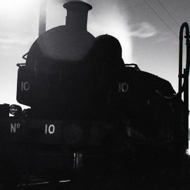 Locomotive No. 10 'Richmond Main' at water column in Brown’s Siding, Hexham, NSW, Richmond Vale Railway, 9 March 1973 