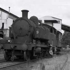 Locomotive No. 9 “Pelaw Main” at screens, Stockrington No. 2 Colliery, NSW, Richmond Vale Railway, April 1973