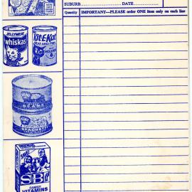 The Store Grocery Order Form