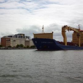 "Clipper Century" (cargo ship) passes Carrington, Newcastle Harbour, NSW, 8 January 2014