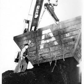 Abermain hopper having been opened by the Pin Boss, Sandy McCullum, 1955 