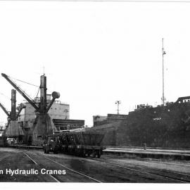 "MV Inyula" being loaded, East Basin hydraulic cranes, Lee No. 2 in background, 1958 