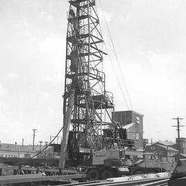 Basin loader, driving wharf piles, 1964 
