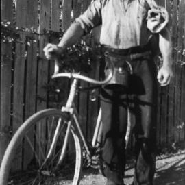 Fred Brown Snr leaving for work. Fred was the rope splicer at Bellbird Colliery, NSW