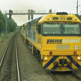 Pacific National 9205 and two classmates on unit 5 on the up coal road at Maitland, NSW, October 2008