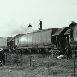 Burning coal being extinguished at Singleton, NSW, September 1986