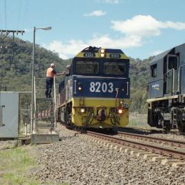 Changing the staff at Kerrabee, NSW, October 2001