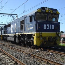 8210 and three classmates heading south past Broadmeadow station, July 2018