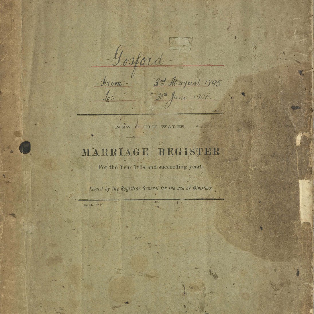 Gosford Marriage Register, 3 August 1895 - 30 June 1900