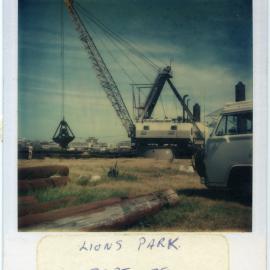 Steam Shovel working at Lions Park, Stockton, NSW, September 1978