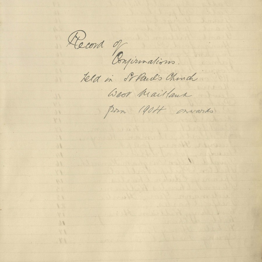 South Maitland (St Paul's) Confirmation Register, 1904 - 1938