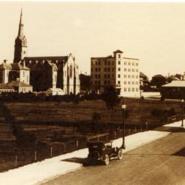 Civic Park, Newcastle, NSW with St Andrews Church in background [1930]