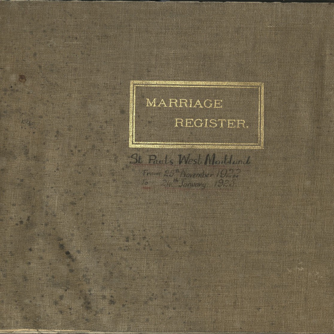 South Maitland (St Paul's) Marriage Register, 1922 - 1925