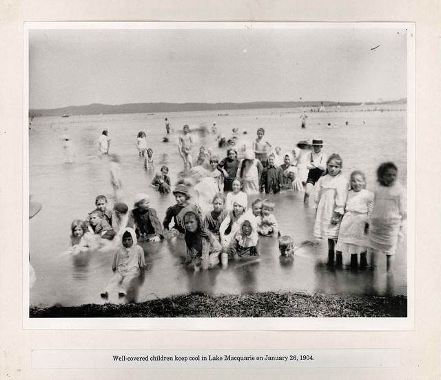 M4911 Children swimming at Speers Point, NSW, 21st June 1904.
Photographer: Ralph Snowball